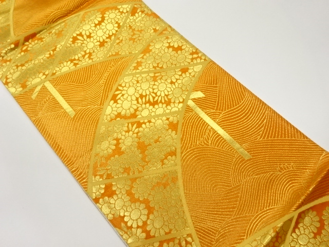 JAPANESE FUKURO OBI / REVERSIBLE / WOVEN SUNFLOWER